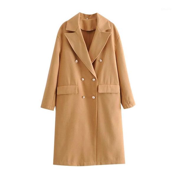 women 2020 fashion double breasted loose woolen coat vintage long sleeve back vents female outerwear chic overcoat1, Black
women 2020 fashion double breasted loose woolen coat vintage long sleeve back vents female outerwear chic overcoat1, Black