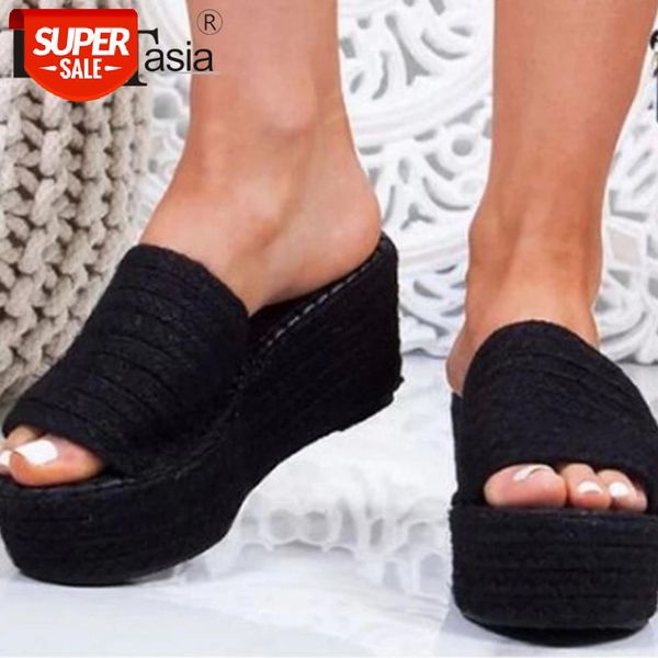 doratasia female fashion solid slip on slippers 2020 daily slippers women open toe casual wedges straw heel brand shoes woman #kj8s, Black
doratasia female fashion solid slip on slippers 2020 daily slippers women open toe casual wedges straw heel brand shoes woman #kj8s, Black