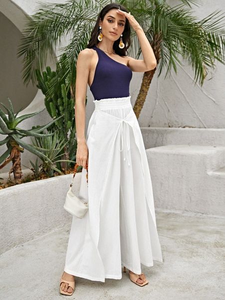 paperbag waist wrap tie front palazzo pants g8jp#, Black;white
paperbag waist wrap tie front palazzo pants g8jp#, Black;white