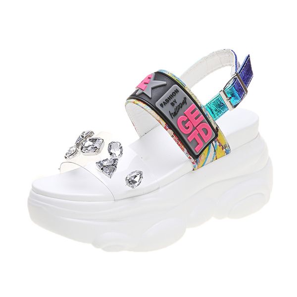 2021 the new will see new thick platform wedges women's fashion flat crystal strass sandals open toe shoes p42a, Black
2021 the new will see new thick platform wedges women's fashion flat crystal strass sandals open toe shoes p42a, Black
