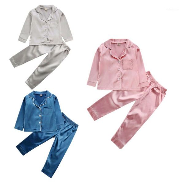 new toddler baby boy girl silk satin pant pajamas long sleeve solid button-down pyjamas satin set child sleepwear nightgown1, Blue;red
new toddler baby boy girl silk satin pant pajamas long sleeve solid button-down pyjamas satin set child sleepwear nightgown1, Blue;red