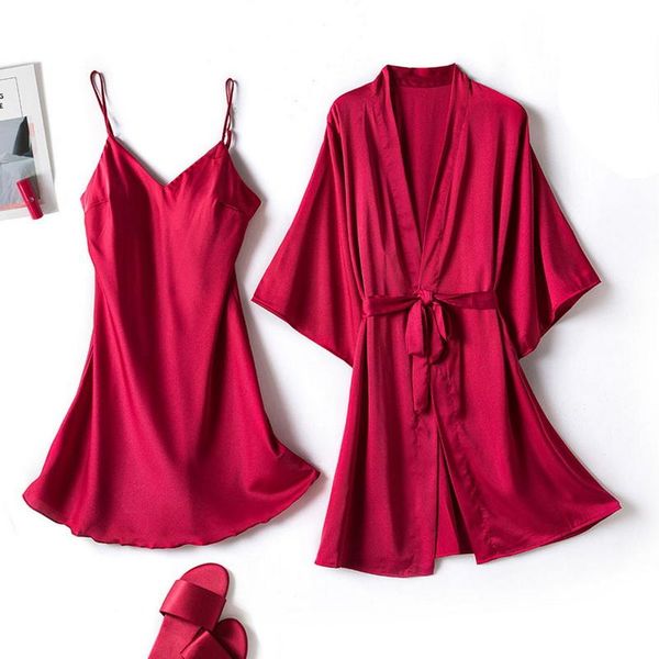 jodimitty long sleeve women robe silk dressing gowns lingerie set bathrobe ladies summer autumn nightgown nightdress, Black;red
jodimitty long sleeve women robe silk dressing gowns lingerie set bathrobe ladies summer autumn nightgown nightdress, Black;red
