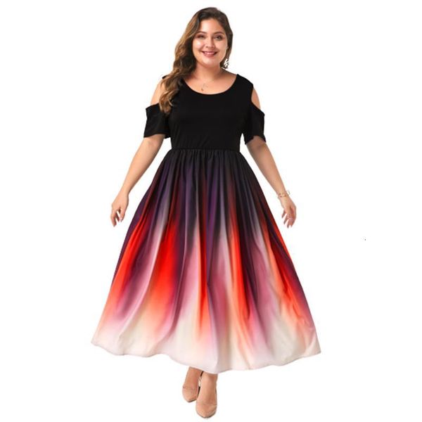 plus size women gradient color print maxi dress summer 2020 new leakage shoulder short sleeve casual loose long dress robe femme, Black;gray
plus size women gradient color print maxi dress summer 2020 new leakage shoulder short sleeve casual loose long dress robe femme, Black;gray