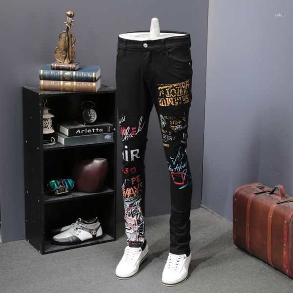 fashion streetwear men jeans black color slim fit elastic personality printed jeans size 28-42 hip hop men pencil pants1, Blue
fashion streetwear men jeans black color slim fit elastic personality printed jeans size 28-42 hip hop men pencil pants1, Blue
