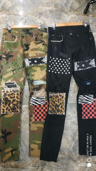 new design winter mens jeans designer hole camouflage patch spliced ripped high street destroyed denim jeans us eu w28-w40, Blue
new design winter mens jeans designer hole camouflage patch spliced ripped high street destroyed denim jeans us eu w28-w40, Blue