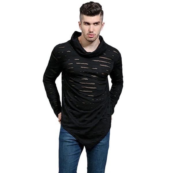 titmsny t shirt men fashion men's turtleneck casual long asymmetric hem male long sleeve t shirt ripped holes streetwear, White;black
titmsny t shirt men fashion men's turtleneck casual long asymmetric hem male long sleeve t shirt ripped holes streetwear, White;black