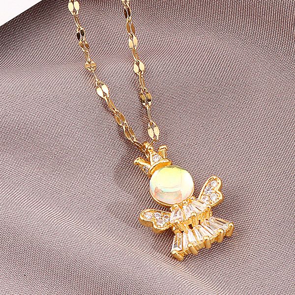 titanium steel necklace for women european and american crystal angel zircon choker gold pendant necklace45cm, Silver
titanium steel necklace for women european and american crystal angel zircon choker gold pendant necklace45cm, Silver