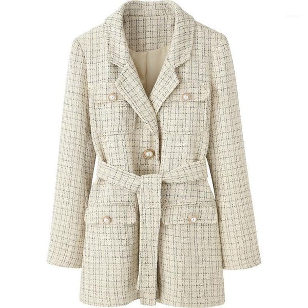 2020 new autumn fashion women blazer coat woolen thick lacing full sleeve notched casual slim wild plaid jackets c4621, White;black
2020 new autumn fashion women blazer coat woolen thick lacing full sleeve notched casual slim wild plaid jackets c4621, White;black
