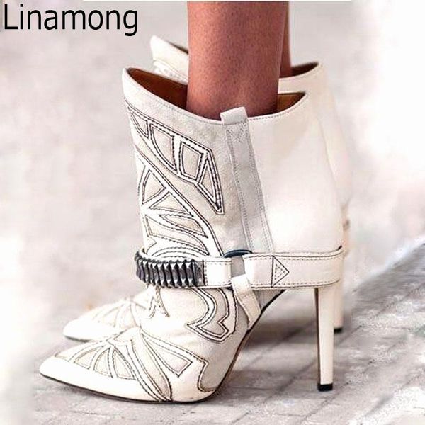 boots embroidery patchwork suede leather pointed toe ankle metal belt buckled stilettos lady short high heels, Black
boots embroidery patchwork suede leather pointed toe ankle metal belt buckled stilettos lady short high heels, Black