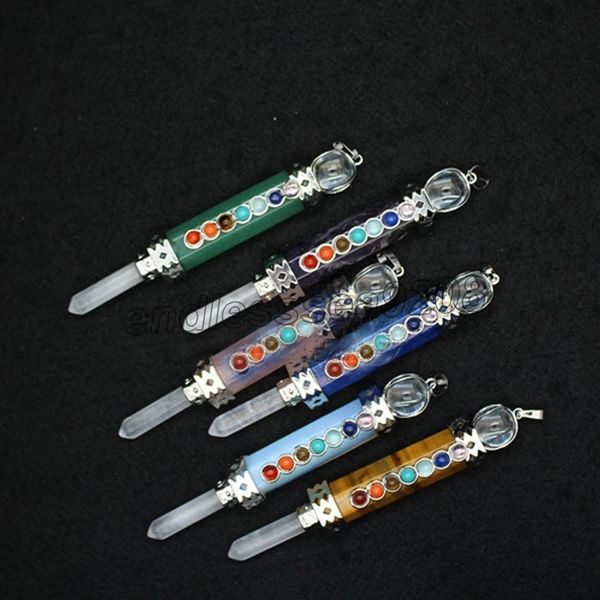 7 chakra natural stone pendants charms for dowsing divination hexagonal healing point crystal pendulum healing quartz pendulo spiritual, Bronze;silver
7 chakra natural stone pendants charms for dowsing divination hexagonal healing point crystal pendulum healing quartz pendulo spiritual, Bronze;silver