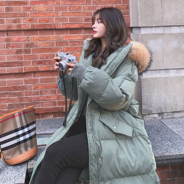 korean version of the loose big fur collar down padded women's mid-length 2020 winter thick bread jacket, Black
korean version of the loose big fur collar down padded women's mid-length 2020 winter thick bread jacket, Black