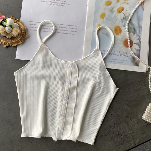 2021 new female singiny spaghetti handles button solid vest thin summer off shoulder short y2k sweater m8ae, White
2021 new female singiny spaghetti handles button solid vest thin summer off shoulder short y2k sweater m8ae, White