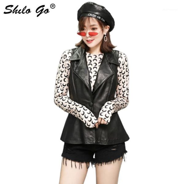 women's vests genuine leather vest highstreet notched neck single button sleeveless sheepskin women office lady slim outwear female1, Black;white
women's vests genuine leather vest highstreet notched neck single button sleeveless sheepskin women office lady slim outwear female1, Black;white