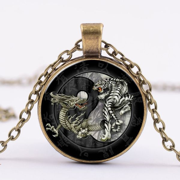 ancient china style tai chi dragon tiger necklace yin yang eight diagrams glass gem pendant punk long chain for men women, Silver
ancient china style tai chi dragon tiger necklace yin yang eight diagrams glass gem pendant punk long chain for men women, Silver