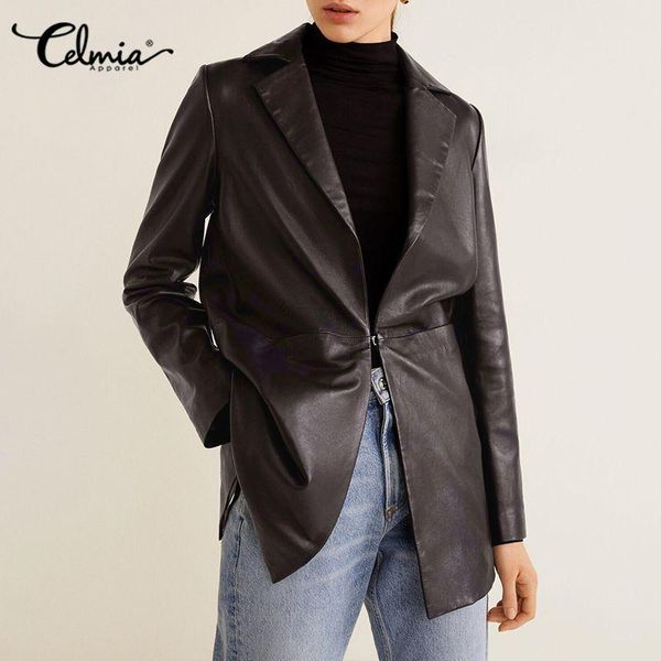 leather blazers women long sleeve jackets celmia vintage pu leather suit coats lady business outerwear plus size 5xl coats 2021, White;black
leather blazers women long sleeve jackets celmia vintage pu leather suit coats lady business outerwear plus size 5xl coats 2021, White;black