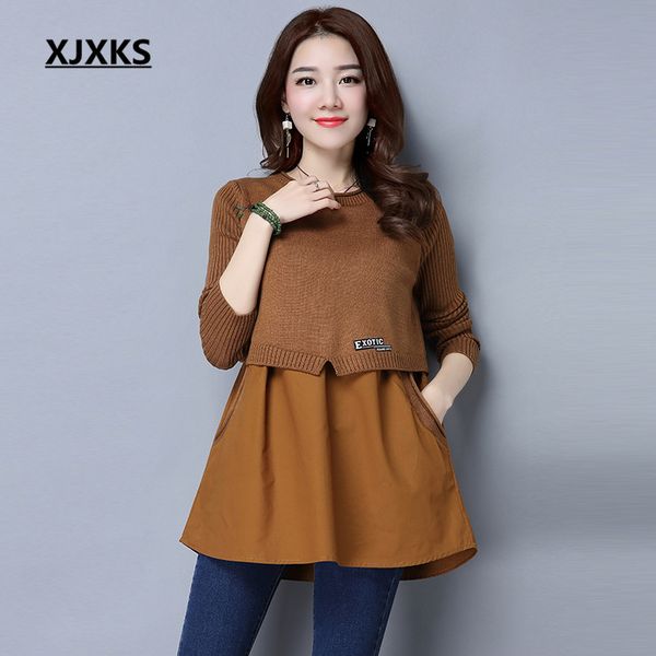 xjxks women sweaters and pullovers solid cashmere chiffon patchwork casual knit spring autumn pockets woman sweater 01171 201031, White;black
xjxks women sweaters and pullovers solid cashmere chiffon patchwork casual knit spring autumn pockets woman sweater 01171 201031, White;black