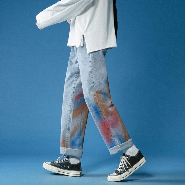 men's jeans fashion graffiti color loose fit men straight breathable hip hop denim pants streetwear designer dj club, Blue
men's jeans fashion graffiti color loose fit men straight breathable hip hop denim pants streetwear designer dj club, Blue