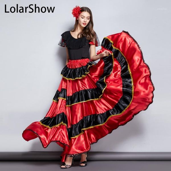 gypsy dance costume long skirt flamenco dance skirt belly for girl1, Black;red 
gypsy dance costume long skirt flamenco dance skirt belly for girl1, Black;red