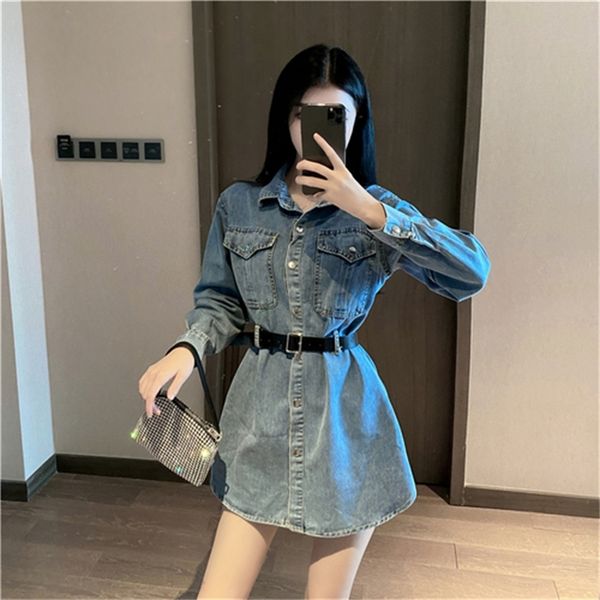 2021 new retro age-reducing long-sleeved denim shirt new korean style temperament waist slimming dress women sqbg, Black;gray
2021 new retro age-reducing long-sleeved denim shirt new korean style temperament waist slimming dress women sqbg, Black;gray