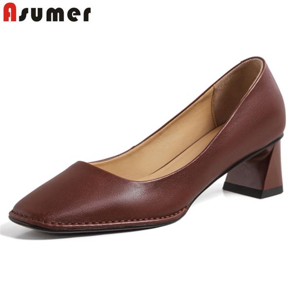 dress shoes asumer 2021 arrive full genuine leather women high heels single square toe slip on summer casual pumps, Black
dress shoes asumer 2021 arrive full genuine leather women high heels single square toe slip on summer casual pumps, Black