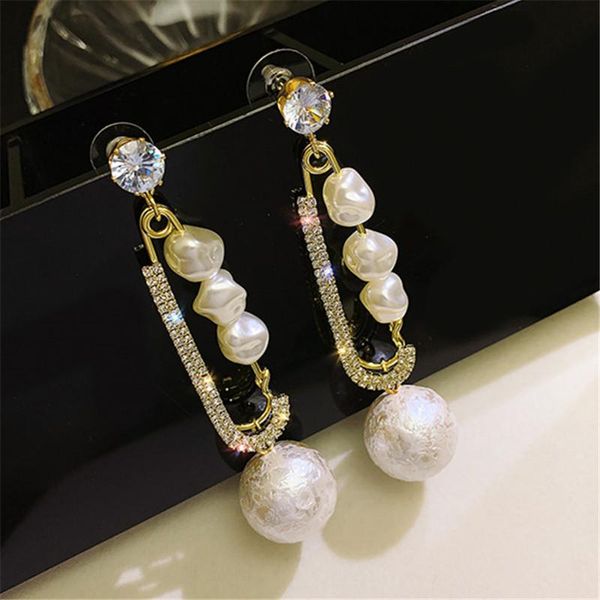 fyuan korean style pearl dangle earrings for women paperclip crystal earrings weddings party jewelry accessories, Silver
fyuan korean style pearl dangle earrings for women paperclip crystal earrings weddings party jewelry accessories, Silver