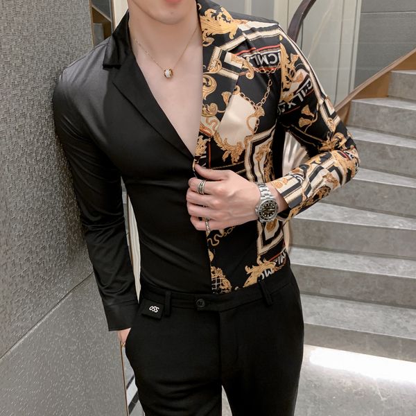 2020 locksmith black gold male luxury designer man's shirt dressed baroque club party shirts for men thin fit homme i84h, White;black
2020 locksmith black gold male luxury designer man's shirt dressed baroque club party shirts for men thin fit homme i84h, White;black