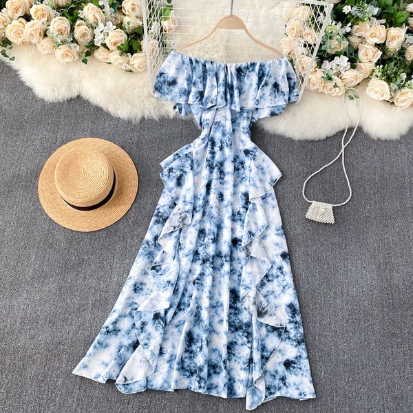 2021 new singiny feminine design tie dye slash neck dress summer off shoulder the line dressed holiday 3cc2, Black;gray
2021 new singiny feminine design tie dye slash neck dress summer off shoulder the line dressed holiday 3cc2, Black;gray