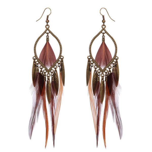 fancy personality long feather hook hanging earrings antique bronze tassel drop pending earring for women brincos de festa, Silver
fancy personality long feather hook hanging earrings antique bronze tassel drop pending earring for women brincos de festa, Silver