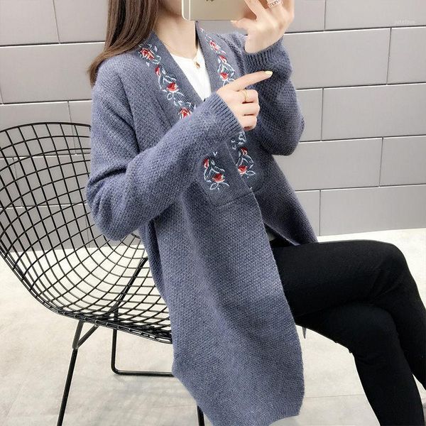 spring 2020 new women's korean style loose autumn sweater knitted cardigan mid-length retro embroidered jacket kimono coat k3241, White
spring 2020 new women's korean style loose autumn sweater knitted cardigan mid-length retro embroidered jacket kimono coat k3241, White