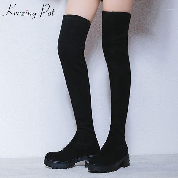 boots krazing pot 2021 cow leather oriental design thick bottom med heels thin leg round toe keep warm stretch over-the-knee l061, Black
boots krazing pot 2021 cow leather oriental design thick bottom med heels thin leg round toe keep warm stretch over-the-knee l061, Black