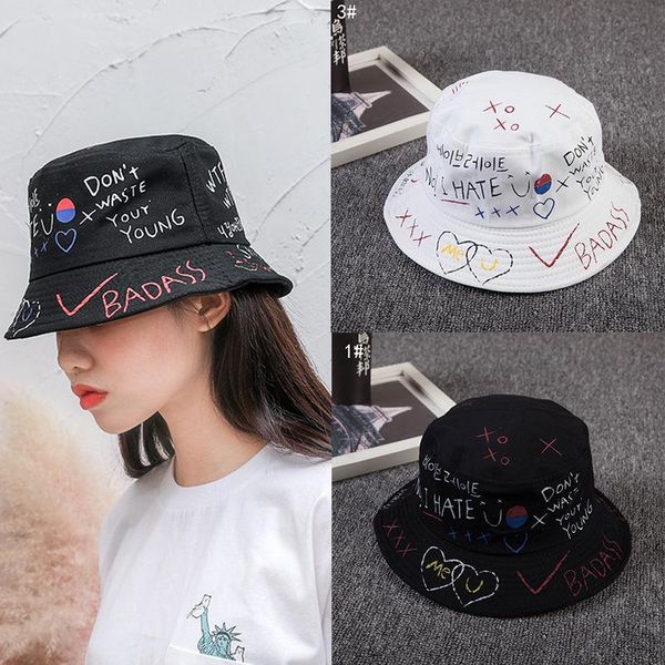 wide brim hats 2021 creative graffiti folding fisherman hat summer sunscreen concave shape literary couple personality basin cap, Blue;gray
wide brim hats 2021 creative graffiti folding fisherman hat summer sunscreen concave shape literary couple personality basin cap, Blue;gray
