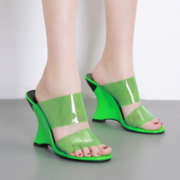 slippers 2021 summer leisure pvc transparent wedges women's shoes high heel slip on slides pink green 35-421, Black
slippers 2021 summer leisure pvc transparent wedges women's shoes high heel slip on slides pink green 35-421, Black