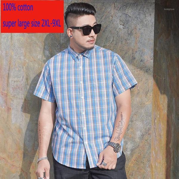 new arrival fashion super large short sleeve casual loose plaid 100% cotton men fashion casual shirts plus size 2xl-7xl 8xl 9xl1, White;black
new arrival fashion super large short sleeve casual loose plaid 100% cotton men fashion casual shirts plus size 2xl-7xl 8xl 9xl1, White;black
