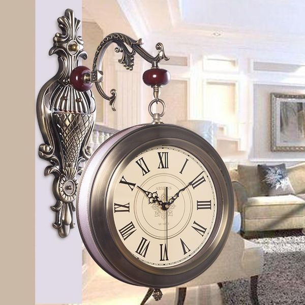 vintage art metal double-sided wall clock living room silent creative home american wall clock european retro quartz1
vintage art metal double-sided wall clock living room silent creative home american wall clock european retro quartz1