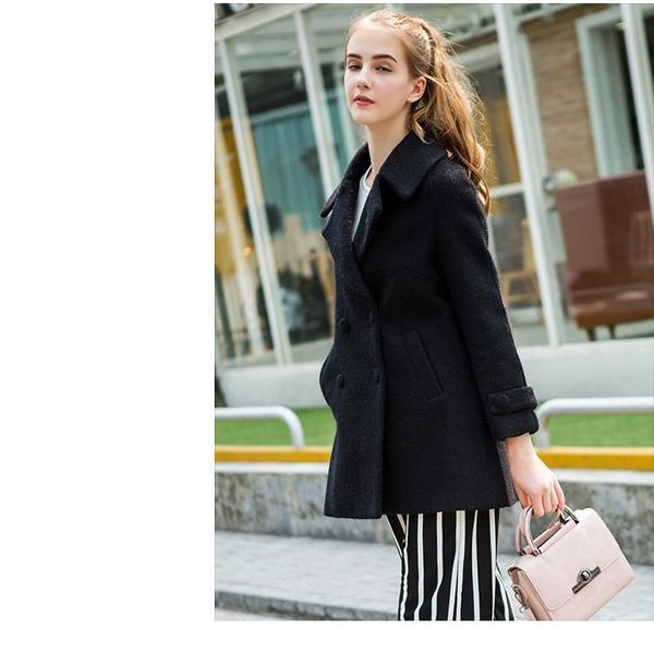 women's wool & blends nice winter women jackets and coats double button elegant woolen cashmere coat, Black
women's wool & blends nice winter women jackets and coats double button elegant woolen cashmere coat, Black