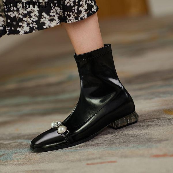 allbitefo crystal heel genuine leather low-heeled comfortable women boots thick heels ankle boots for women party heels, Black
allbitefo crystal heel genuine leather low-heeled comfortable women boots thick heels ankle boots for women party heels, Black