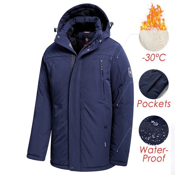 men winter new long casual thick fleece hooded waterproof parkas jacket coat men outwear fashion pockets parka jacket 46-58 201214, Black
men winter new long casual thick fleece hooded waterproof parkas jacket coat men outwear fashion pockets parka jacket 46-58 201214, Black