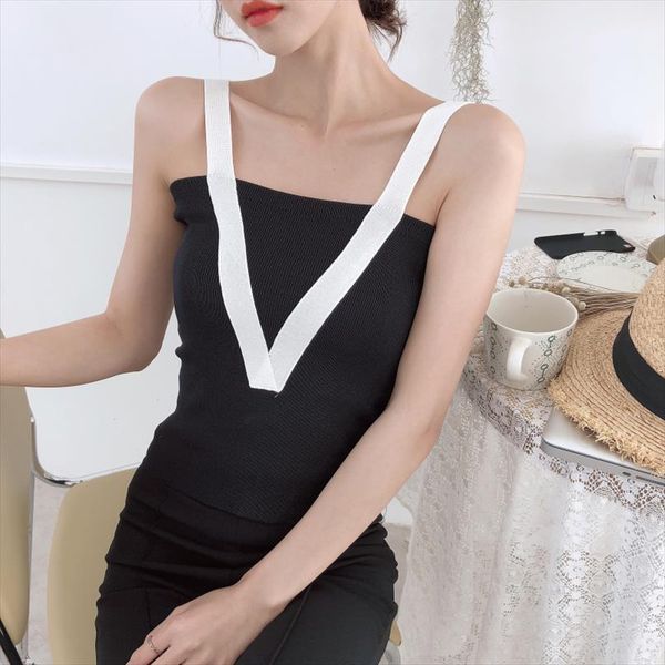 summer women knitting solid cropped camis sleeveless tee shirts girls tank knitwear patchwork v straps girls, White
summer women knitting solid cropped camis sleeveless tee shirts girls tank knitwear patchwork v straps girls, White