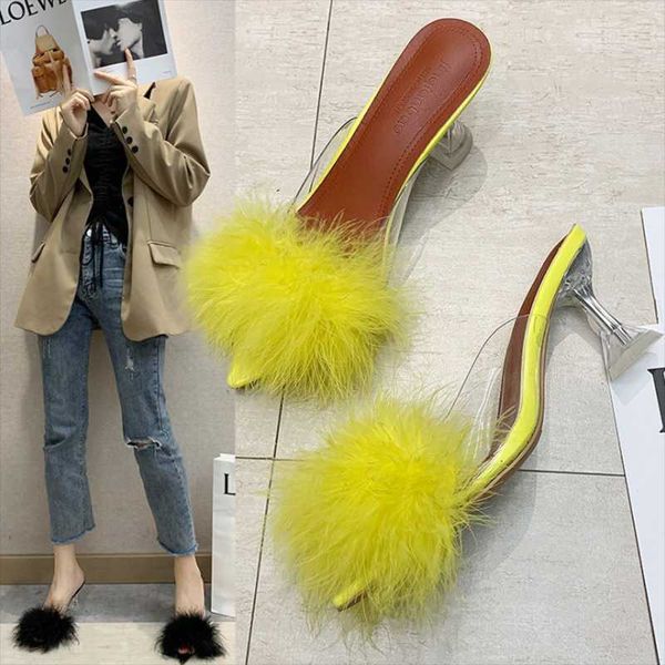 sandals for summer solid color pumps pvc transparent crystal high heels and slippers wild pointed feather, Black
sandals for summer solid color pumps pvc transparent crystal high heels and slippers wild pointed feather, Black