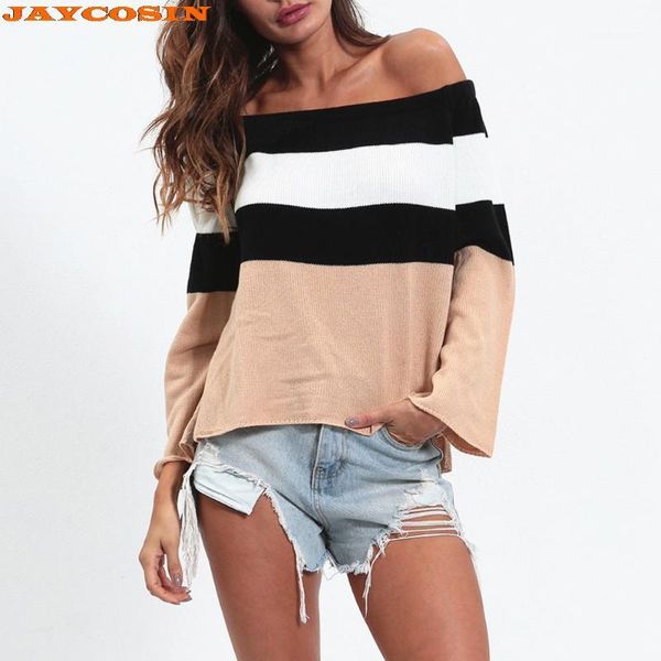 jaycosin fashion design women stripe off shoulder long sleeve knitting pullover blouse sweater sweater1, White;black
jaycosin fashion design women stripe off shoulder long sleeve knitting pullover blouse sweater sweater1, White;black