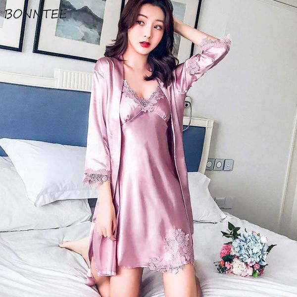 women's sleepwear robe women lace-edge silk thin breathable womems robes soft skin-friendly simple trendy korean gowns sets long-sleeve, Black;red
women's sleepwear robe women lace-edge silk thin breathable womems robes soft skin-friendly simple trendy korean gowns sets long-sleeve, Black;red