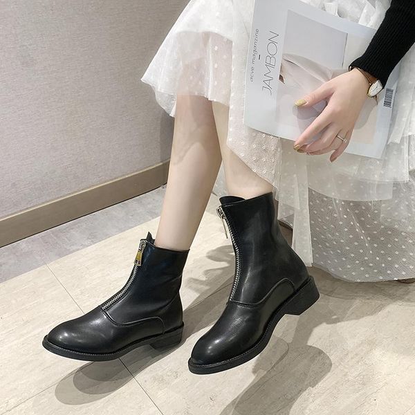 leather ladies boots winter boots women shoes woman slip on zipper patchwork ankle square mid heels botas mujer, Black
leather ladies boots winter boots women shoes woman slip on zipper patchwork ankle square mid heels botas mujer, Black