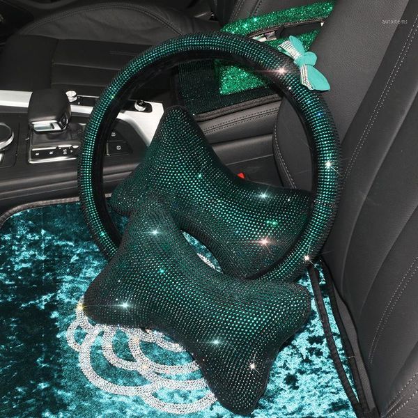 car styling accessories noble emerald rhinestones interior decor for women headrest pillow dark green series1
car styling accessories noble emerald rhinestones interior decor for women headrest pillow dark green series1