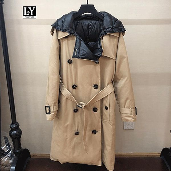 ly varey lin winter 90% white duck down parka women hooded double breasted jacket coat hat detachable sash tie up down outerwear, Black
ly varey lin winter 90% white duck down parka women hooded double breasted jacket coat hat detachable sash tie up down outerwear, Black