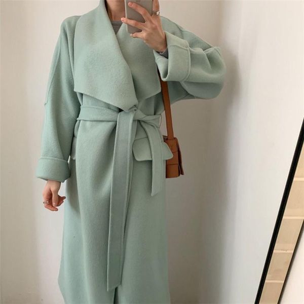 women's wool & blends belt trench coat women winter elegant mint green big lapel collar long woolen fashion korean loose casual wrap, Black
women's wool & blends belt trench coat women winter elegant mint green big lapel collar long woolen fashion korean loose casual wrap, Black