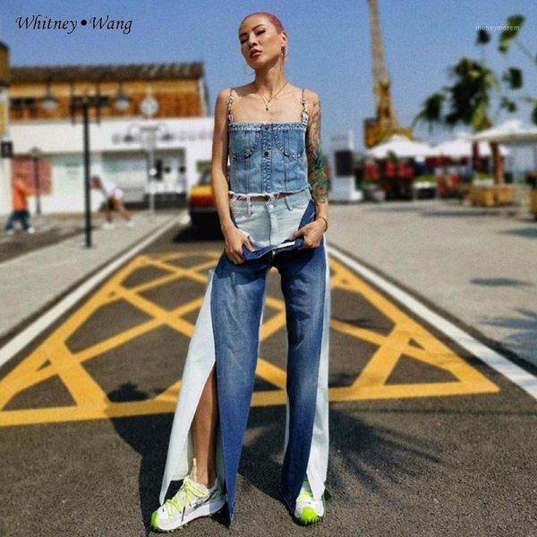 women's jeans whitney wang 2021 autumn fashion streetwear fake 2 pieces patchwork split women stylish cool girl denim pants1, Blue
women's jeans whitney wang 2021 autumn fashion streetwear fake 2 pieces patchwork split women stylish cool girl denim pants1, Blue