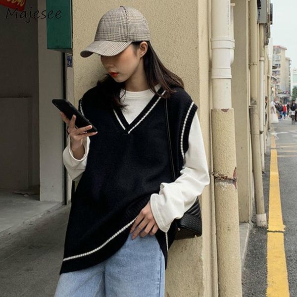 vests women simple all-match patchwork korean style v-neck knitted trendy womens leisure students sleeveless female vintage new1, Black;white
vests women simple all-match patchwork korean style v-neck knitted trendy womens leisure students sleeveless female vintage new1, Black;white