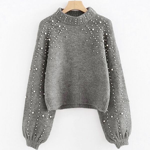 women's pullover thick needle long sleeve o-neck sweater autumn winter casual loose pearl sweaters, White;black
women's pullover thick needle long sleeve o-neck sweater autumn winter casual loose pearl sweaters, White;black