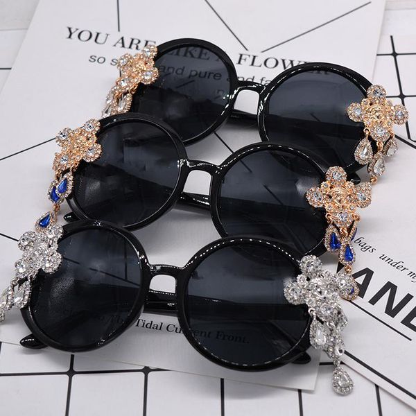 sunglasses brand design round women mirror retro rhinestone for baroque sun glasses feminino, White;black
sunglasses brand design round women mirror retro rhinestone for baroque sun glasses feminino, White;black