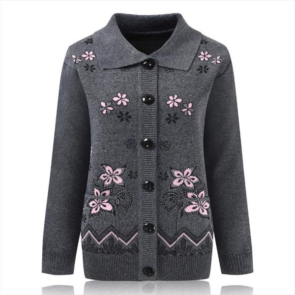 women knit sweater cardigan jacket new middle aged clothes autumn coat lapel single breasted long sleeve sweater female 889, White;black
women knit sweater cardigan jacket new middle aged clothes autumn coat lapel single breasted long sleeve sweater female 889, White;black